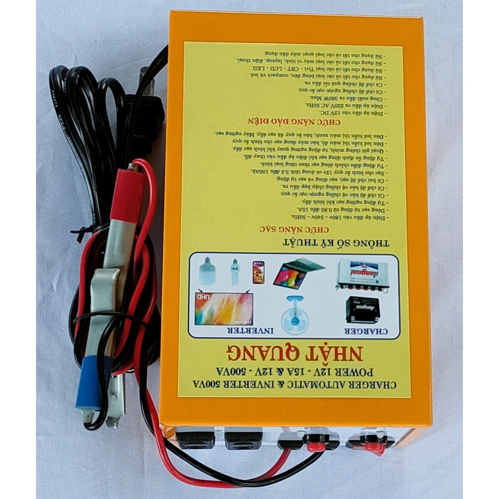 Máy sạc bình ắc quy 12v tự động  và đảo điện 12vDC ra 220v AC