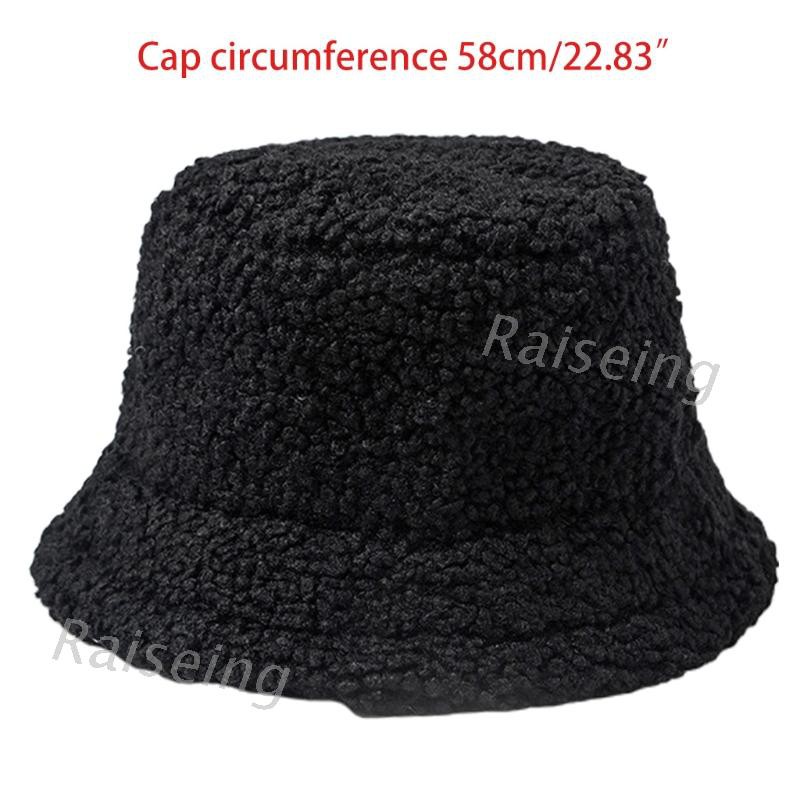 Women Thicken Fuzzy Plush Bucket Hat Solid Color Winter Warmer Fisherman Cap