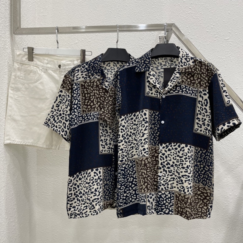 Áo sơ mi tay ngắn hoạ tiết Đốm vải lụa mango áo cuban shirt ngắn tay cổ vest mùa hè