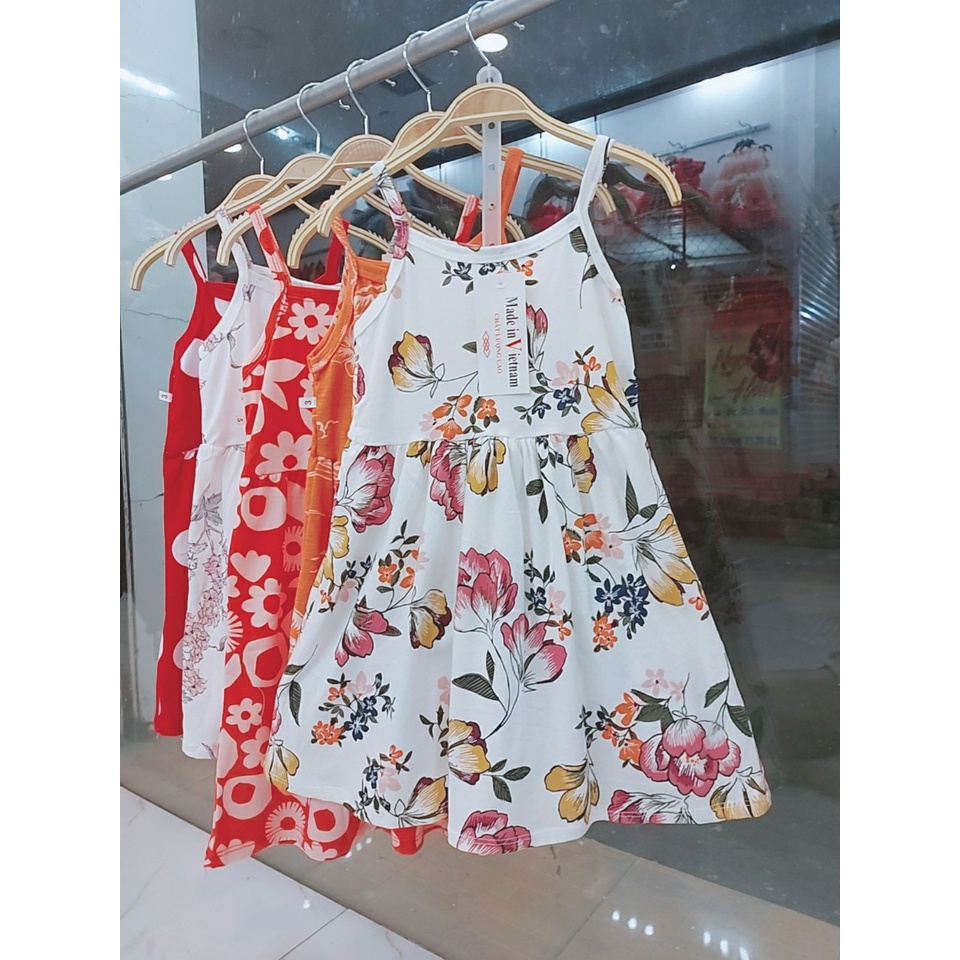 Hai dây hoa họa tiết D2M5H đầm siêu yêu cho bé