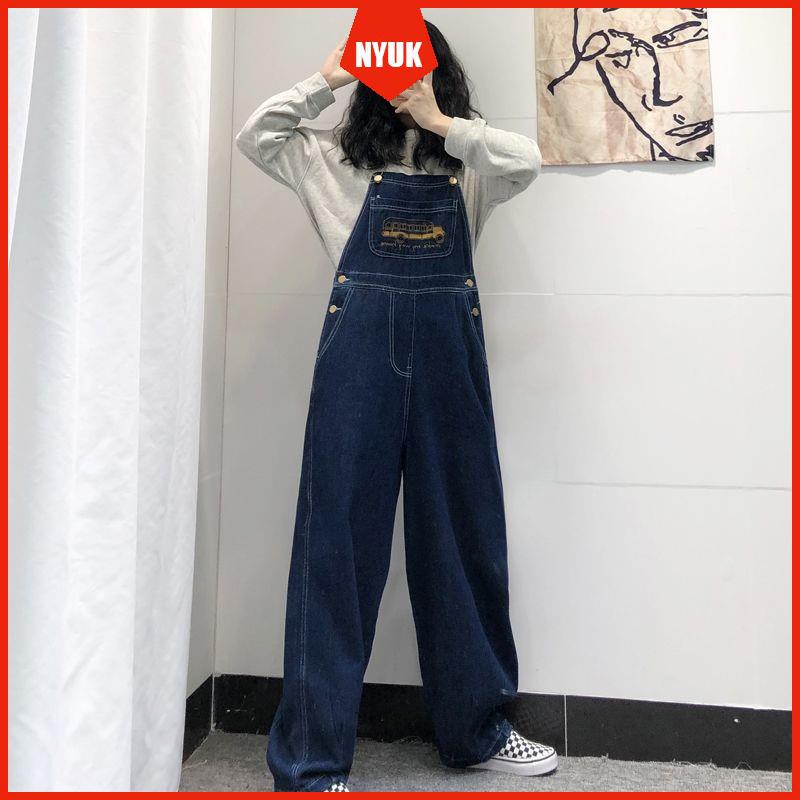 Quần Yếm Denim Form Rộng Thêu Họa Tiết Phong Cách Retro Cho Nữ | BigBuy360 - bigbuy360.vn