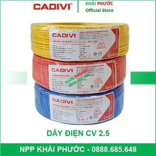 Cadivi Dây điện đơn cáp điện đơn Dây điện mềm CV2.5 CV 2.5 CHẤM MM2 giá tốt giá rẻ hàng chính hãng - KHẢI PHƯỚC ELECTRIC