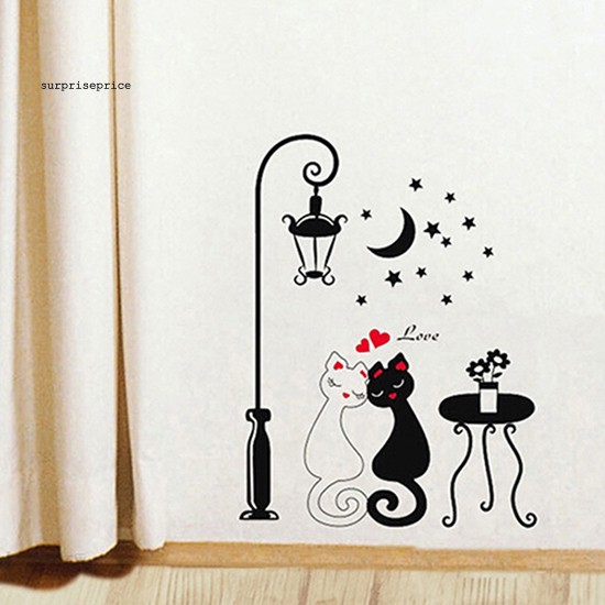 Giấy dán tường in hình cặp đôi mèo đáng yêu