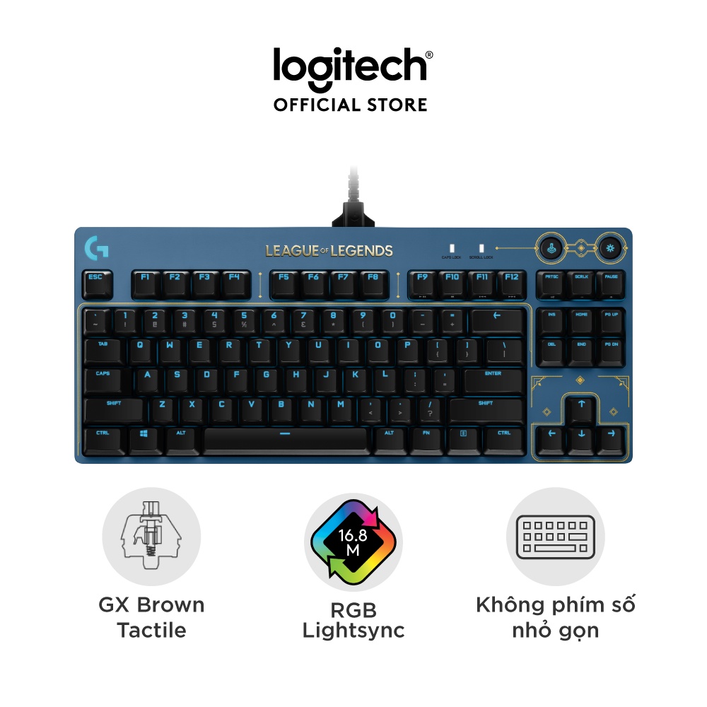 [Mã ELMALL10 giảm 10% đơn 500K] Bàn phím game cơ học Logitech Pro LOL League of Legends - Không phím số, nhỏ gọn, RGB