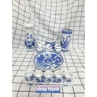 Combo thờ cúng Ông Địa Thần Tài men xanh_Bộ trung