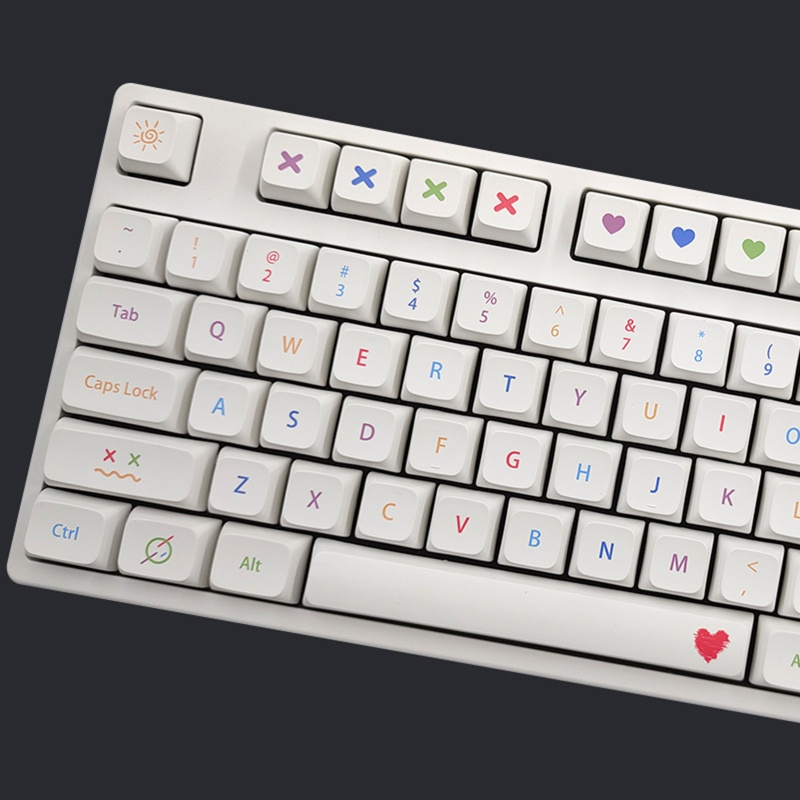 Bộ Phím Rời PBT 137 Phím Hình Cậu Bé Bút Chì Màu Dễ Thương Cho Cherry GMMK Pro