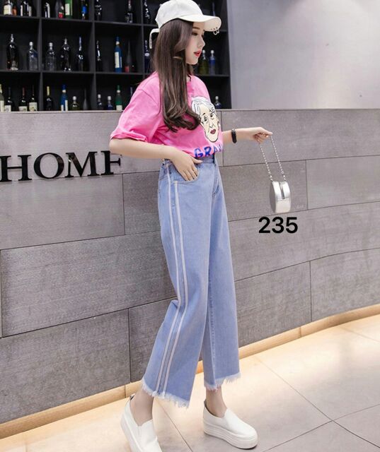 Quần jean nữ ống loe vải dày dặn
