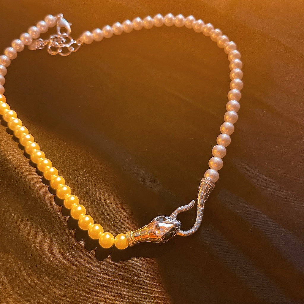 Dây Chuyền Choker Hạt Châu Mặt Hình Rắn Charm Snake - Vani Store [TS000601]
