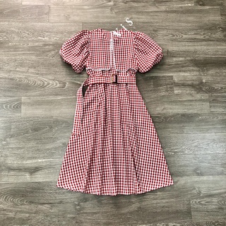 ĐẦM MIDI NỮ CARO THẮT BELT