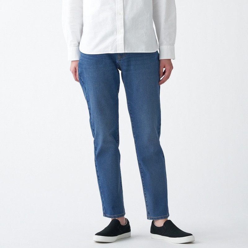 Muji Quần Nữ Denim Boyfit Co Giãn 4 Chiều