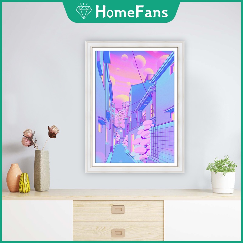 Bộ Tranh Đính Đá 5D Tự Làm Hình Đường Phố Nhiều Màu Sắc Kích Thước 30x40cm Dùng Trang Trí Nhà Cửa