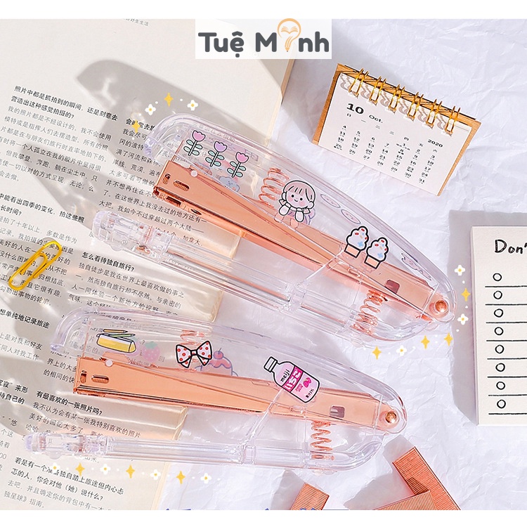 Dập ghim trong suốt dễ dàng trang trí - dập 25 tờ giấy 80gsm VPPTUEMINH, hộp ghim 1000 chiếc