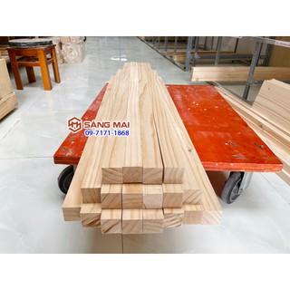 Thanh gỗ thông vuông 4cm x 4cm x dài 120cm + láng mịn 4 mặt