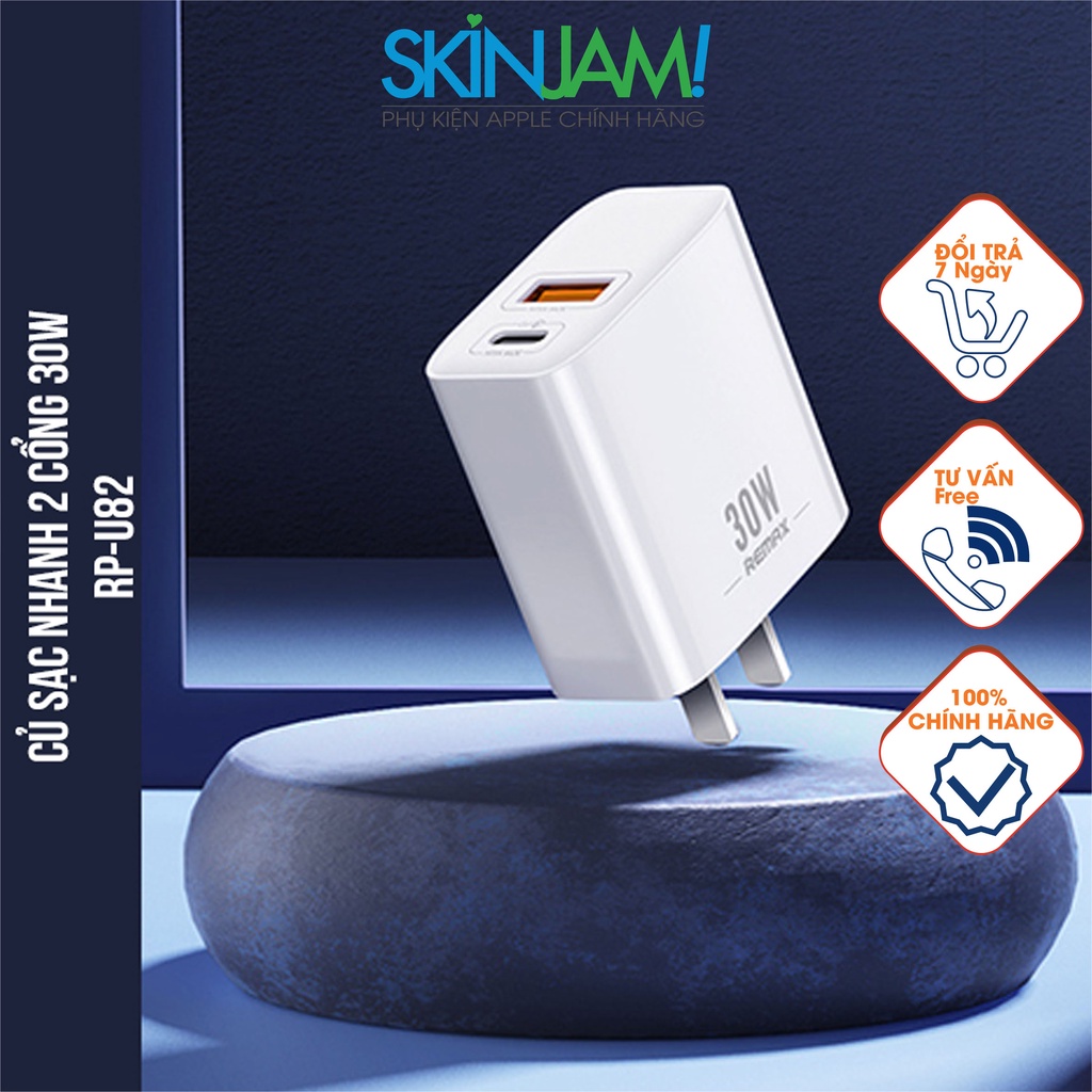 Củ Sạc Nhanh 2 Công 30W Remax RP-U82  Hàng Chính Hãng Remax