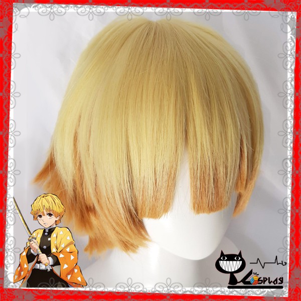 [sẵn] Wig/tóc giả cosplay Zenitsu - Demon Slayer: Kimetsu no Yaiba màu vàng cam [Miu Cosplay]