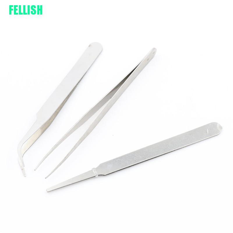 Set 3 Nhíp Sửa Chữa Đa Năng Bằng Thép Không Gỉ Tiện Dụng