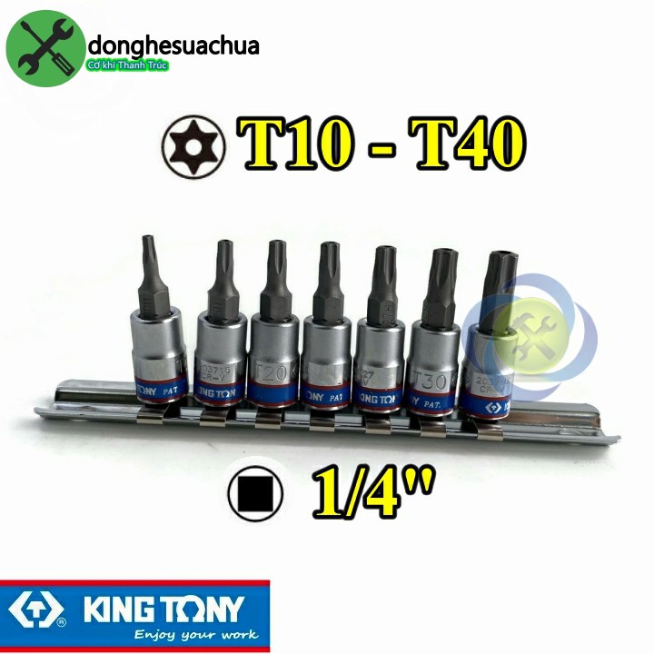 Bộ tuýp lục giác sao có lỗ Kingtony 2107PR loại 14 7 chi tiết (T10-T40)