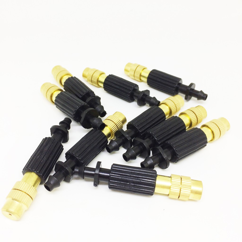 Đầu phun sương bằng đồng chỉnh lưu lượng gắn ống 4/7, bec phun sương 1 hướng bằng đồng tưới lan, làm mát không khí…