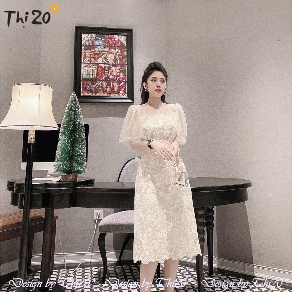 Đầm dự tiệc ren dáng xòe V4014, thời trang thiết kế Thi20* phù hợp diện đi làm, đi sự kiện, đi tiệc, đi chơi, đi biển
