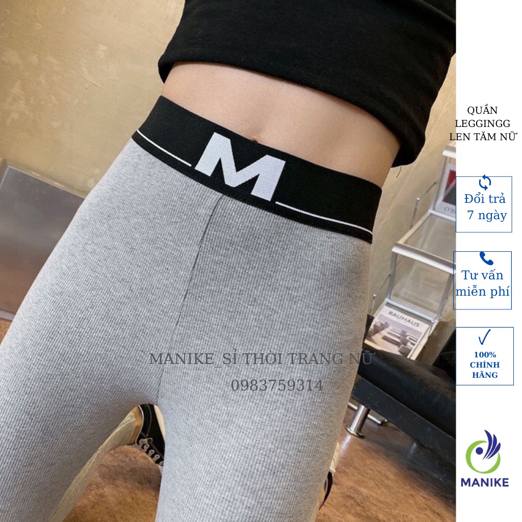 Quần Legging Len Tăm Lưng Cao Cạp Chữ M, Quần Legging Tăm Dài Nữ Thời Trang Nữ