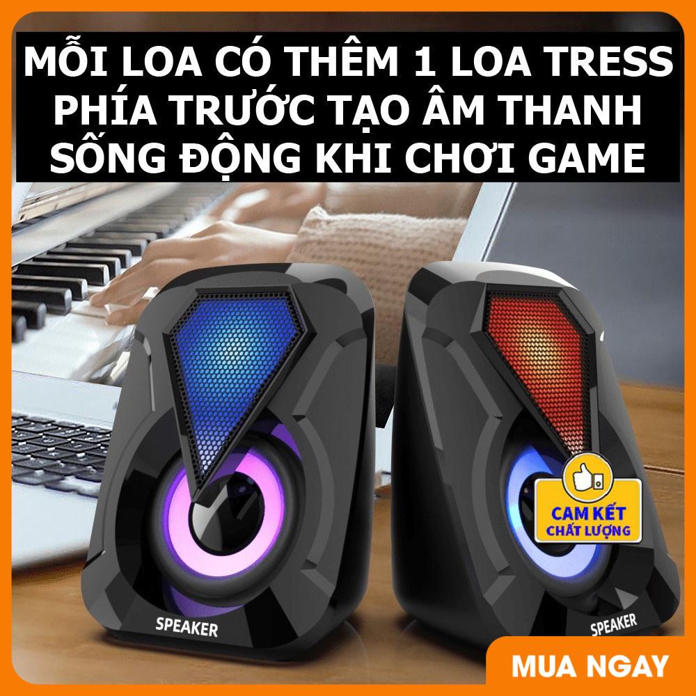Loa máy tính E-1053, Loa vi tính mini 2.0 để bàn cao cấp âm thanh siêu trầm có đèn led RGB đổi màu cực chất 1053