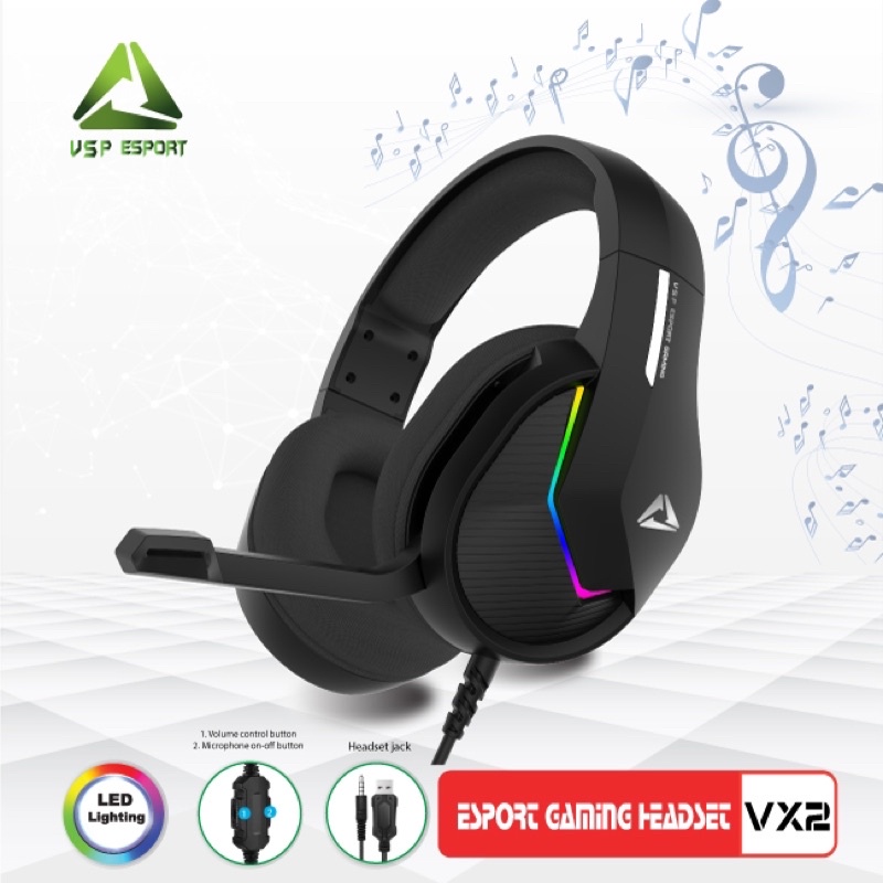 TAI PHONE NGE HP ESPORT GAMING VX1 LED 7.1 ( 1 CỔNG USB ) ÂM THANH CỰC MẠNH