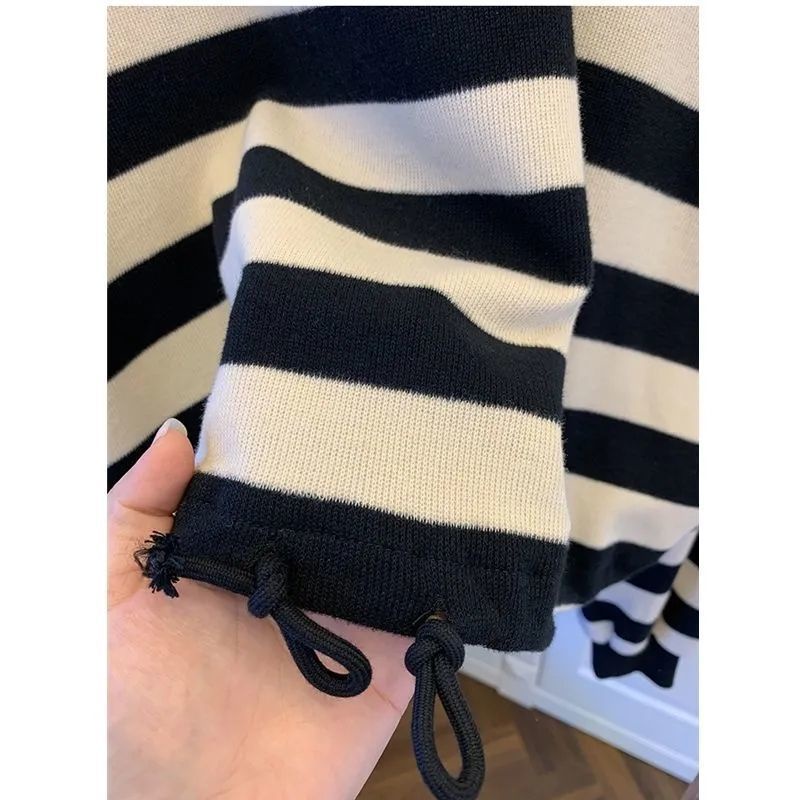 Áo Len Tay Dài Họa Tiết Kẻ Sọc Ngang Thời Trang Mùa Thu Mới Cho Nữ