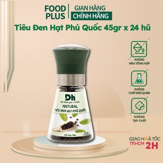 Tiêu đen hạt phú quốc food plus - hạt tiêu nguyên chất chế biến thực phẩm 45gr x 24 hũ