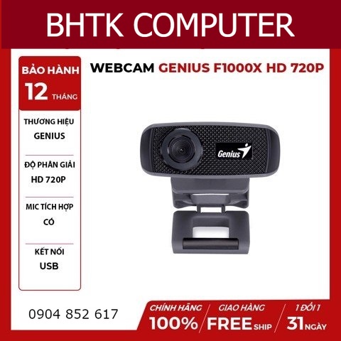 Webcam Genius Facecam 1000X HD - Webcam Cho Máy Tính Kèm Mic - Chính Hãng Genius bảo hành 12 tháng