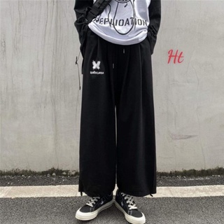 Quần ống rộng có dây rút gấu thành jogger chữ X