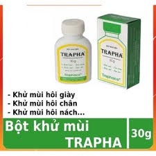 Trapha chai 30gam Bột khử mùi TraPha - khử mùi, làm thơm, ngăn ngừa tác nhân gây mùi hôi nách, hôi chân..
