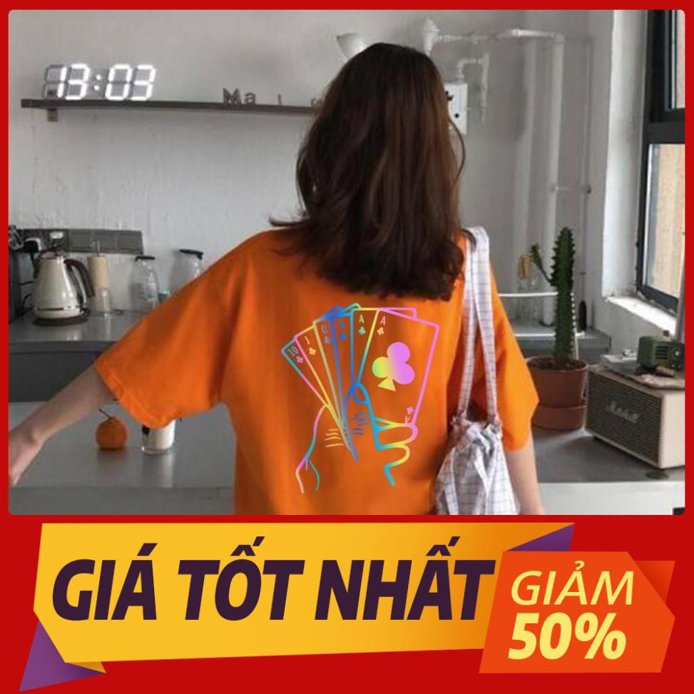 Áo Thun Phản Quang Nam Nữ From Rộng in hình Lá Bài PQ52 Chất Liệu Cotton Mềm Mại Co Giãn Thông Thoáng