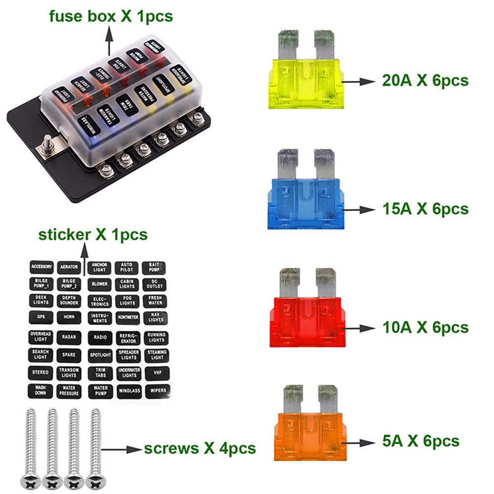 Giá Đỡ Cầu Chì 12 Chiều Có Đèn Led Báo Hiệu Cho Xe Hơi / Tàu Thuyền