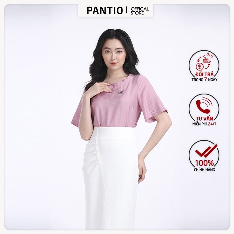 Áo sơ mi nữ chất liệu thô, dáng suông, tay lỡ FAS52121 - PANTIO