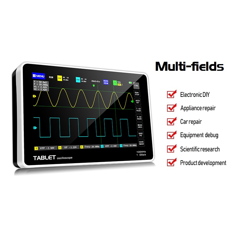 FNIRSI-1013D Máy hiện sóng dao động ký cao tần (2 kênh 100MHz) màn hình cảm ứng