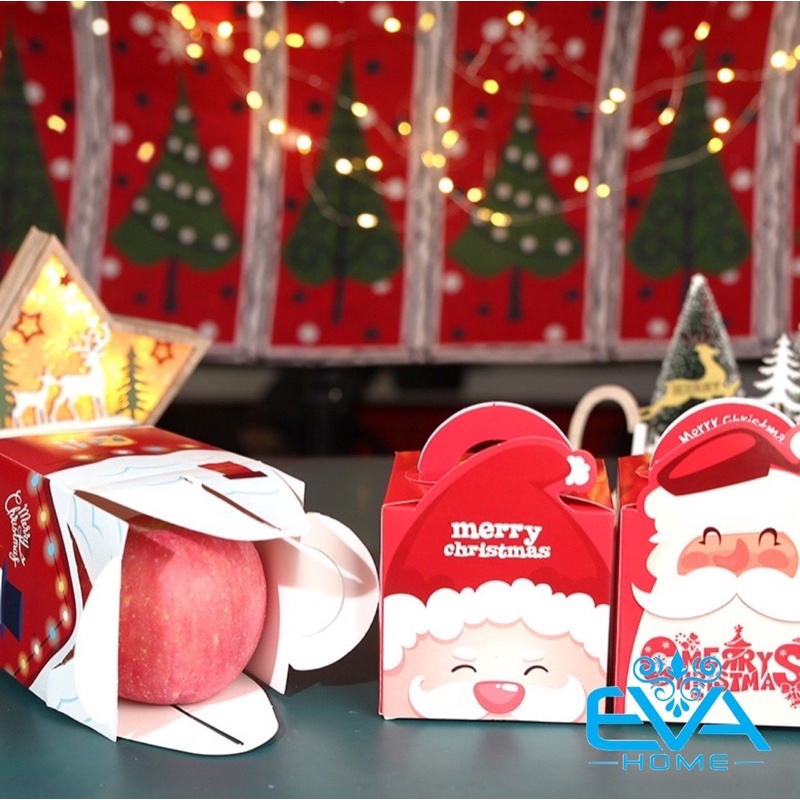 Set 10 Hộp Đựng Quà Noel In Hoạ Tiết Giáng Sinh có Quai Xách Nhiều Mẫu M3533