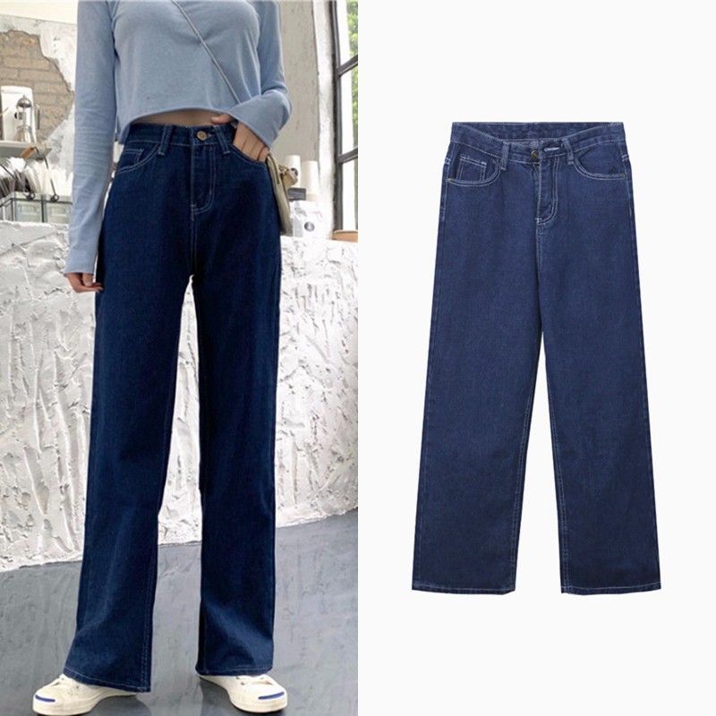 Xiaozhainv Quần jean lưng cao ống suông phong cách retro thời trang cho nữ | BigBuy360 - bigbuy360.vn