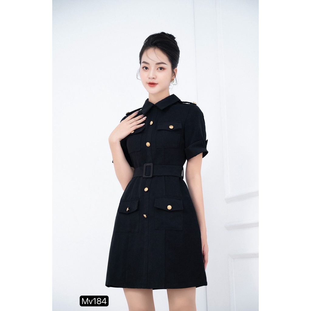 VÁY KATE ĐEN CỔ SƠ MI DÁNG CHỮ A ĐI LÀM ĐI CHƠI THIẾT KẾ MC Mv184