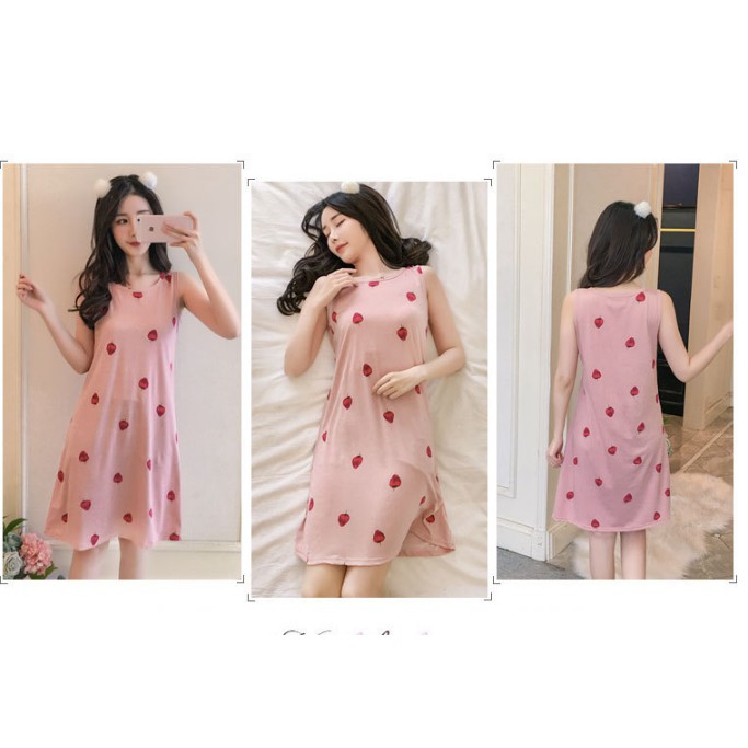 Váy Ngủ   Váy Ngủ Đẹp Dáng Dài Phom Rộng Cotton Mềm Mịn Họa Tiết Dễ Thương Lady Beauty