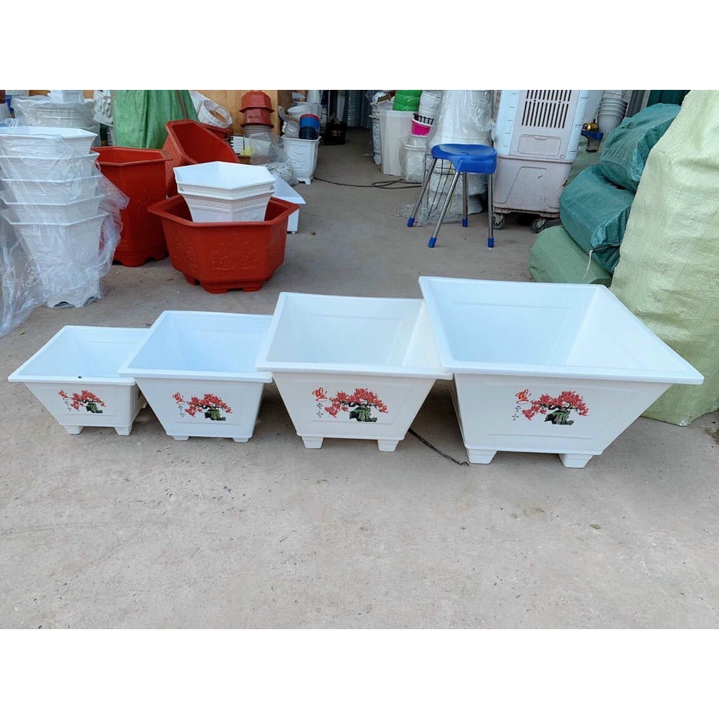 Chậu Nhựa Trồng Hoa Vuông In 300 - Cây Bon Sai - Cây Cảnh ( 30 x22x18 cm)