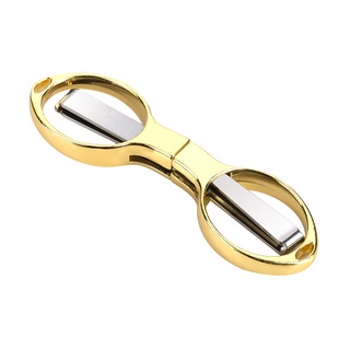 Kéo Gấp Mini Bằng Thép Không Gỉ Mạ Vàng Có Móc Chìa Khóa Dùng Khi Đi Cắm Trại