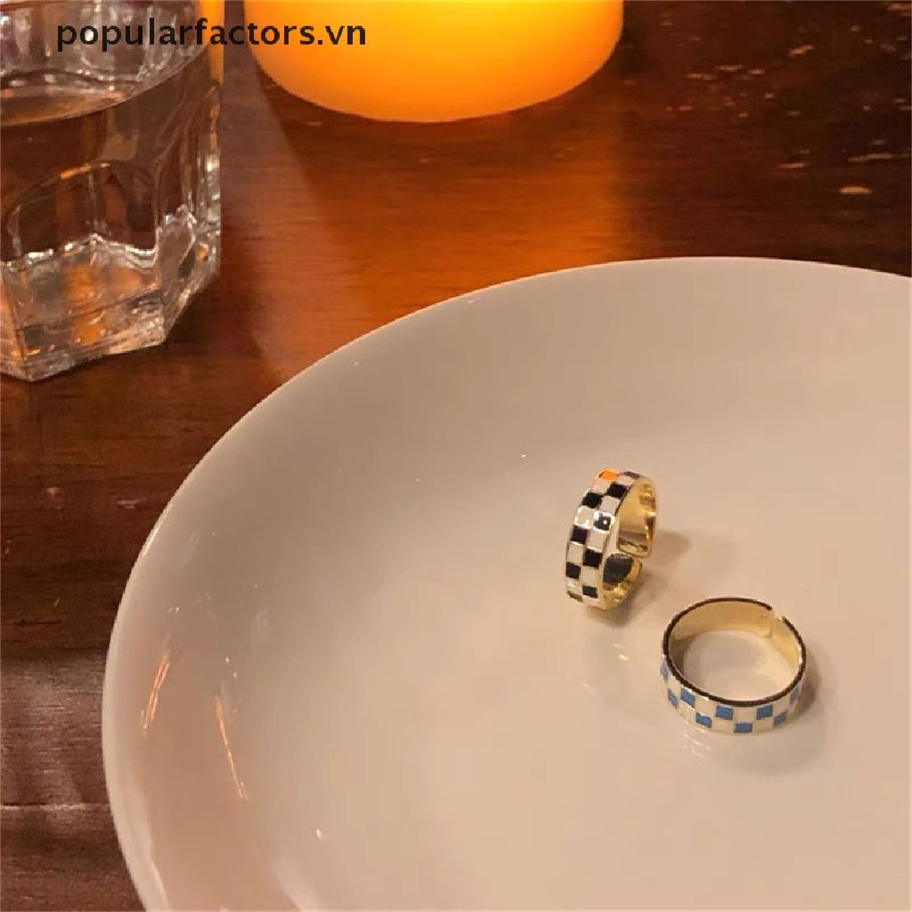 Nhẫn Hở Họa Tiết Caro Phong Cách Hip Hop Thời Trang Cho Nữ