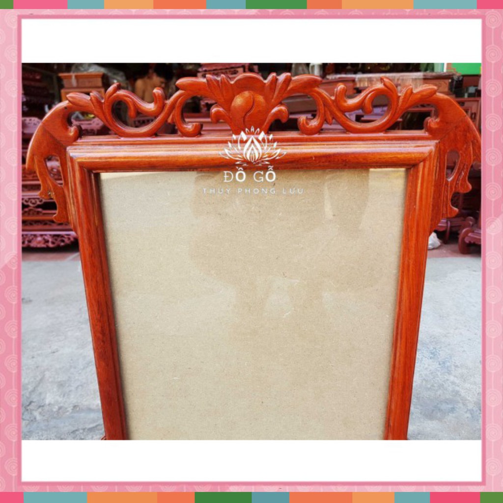 Khung ảnh thờ đơn hoa lá tây-gỗ hương khung hình 1 ảnh thờ 5 cỡ ảnh 18x24/21x31/25x35/26x39/30x40