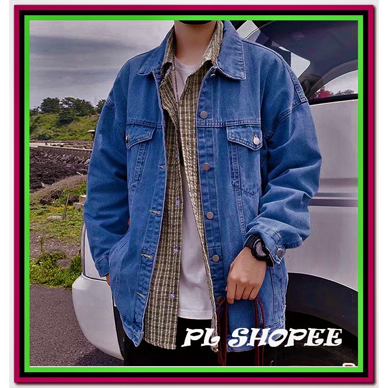 Áo khoác jean nam nữ unisex fome xịn (đen - xanh ) chất jean dày dặn DLK0-97