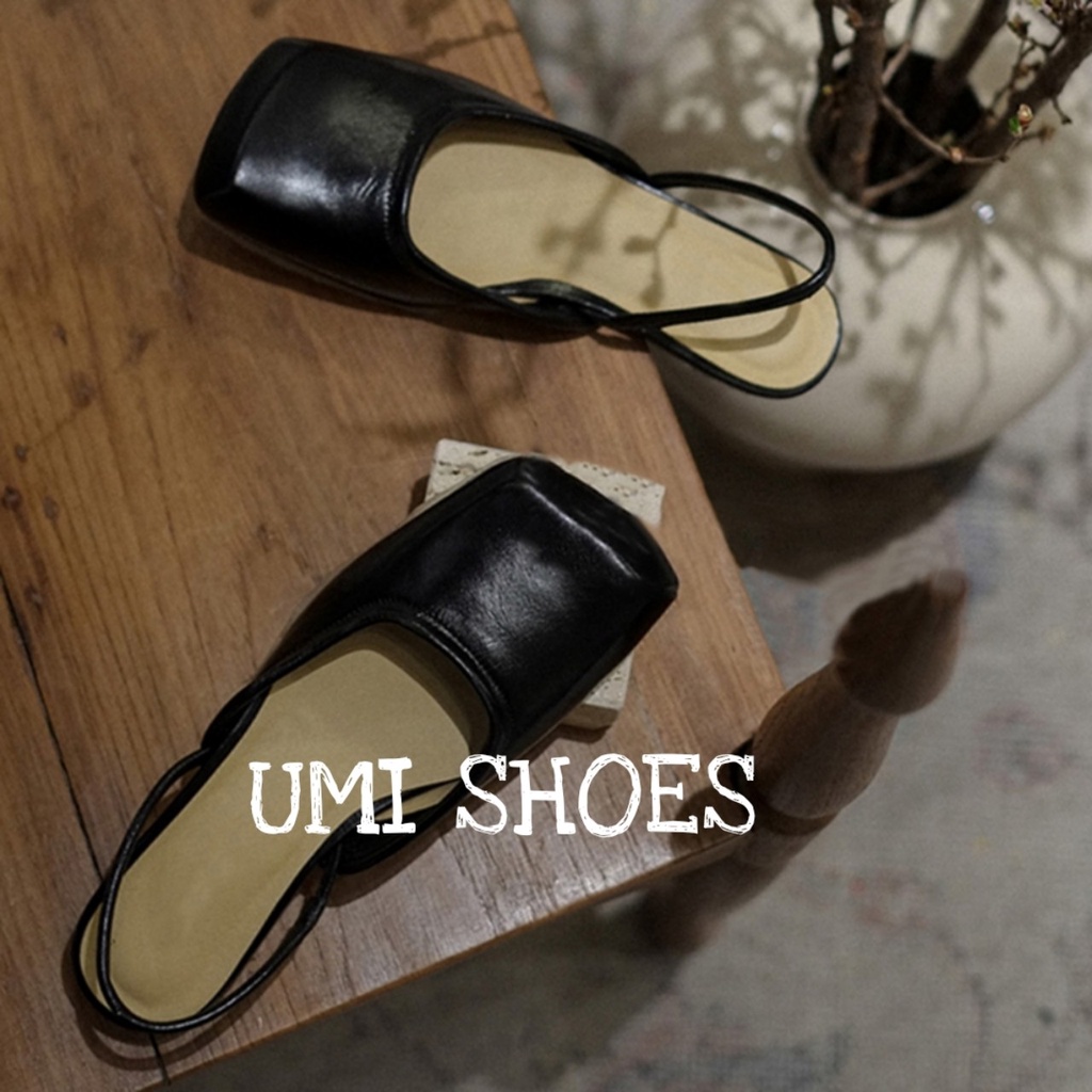 [SẴN] Giày búp bê nữ mũi vuông CLASSI đế bệt đơn giản 2 kiểu quai sau/trước màu đen/kem mới xinh công sở bằng hot đẹp