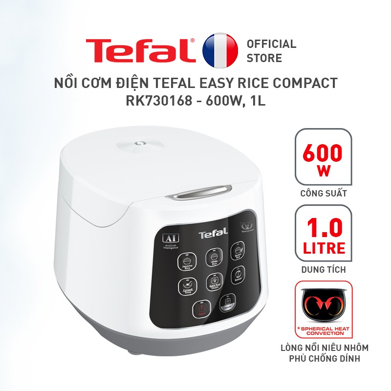 [Mã 155ELSALE giảm 7% đơn 300K] Nồi cơm điện Tefal Easy Rice Compact RK730168 600W, 1L✅ Bảo Hành Chính Hãng 02 Năm