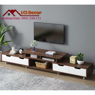 [ 6 MÀU ] Kệ tivi LCI-1960 (120-190)*30*36cm, Gỗ MDF chống thấm, chống xước