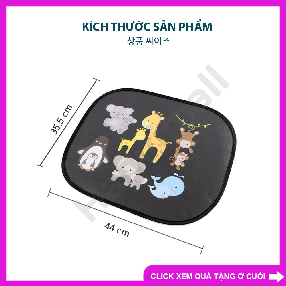 Tấm che nắng chống tia UV họa tiết hoạt hình đáng yêu cho cửa sổ xe hơi (1 set 2 cái)