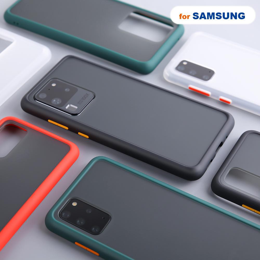 Ốp lưng nhám viền màu Samsung Note 10 Plus/Note 8/Note 9/S10 Plus/S20 Ultra/ S8 Plus/ S9 Plus chống sốc, bảo vệ camera