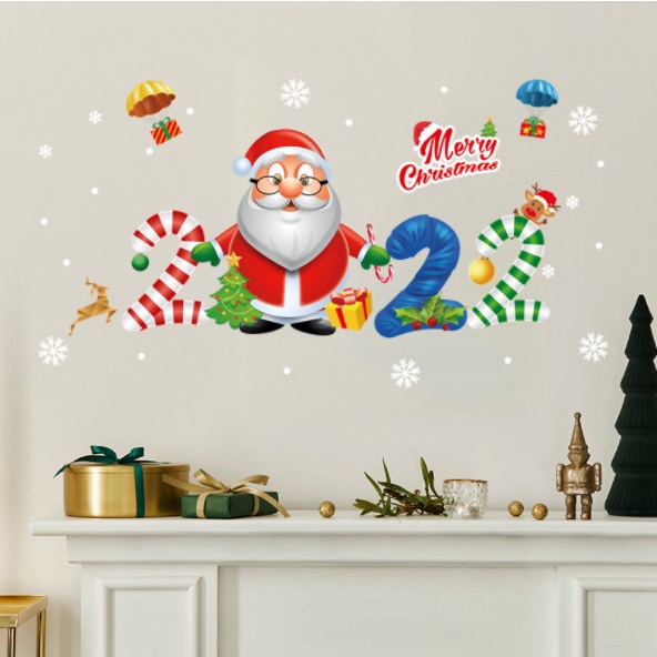 Decal dán tường Noel Hít Tĩnh Điện không Dơ Kính - Giáng sinh 2022
